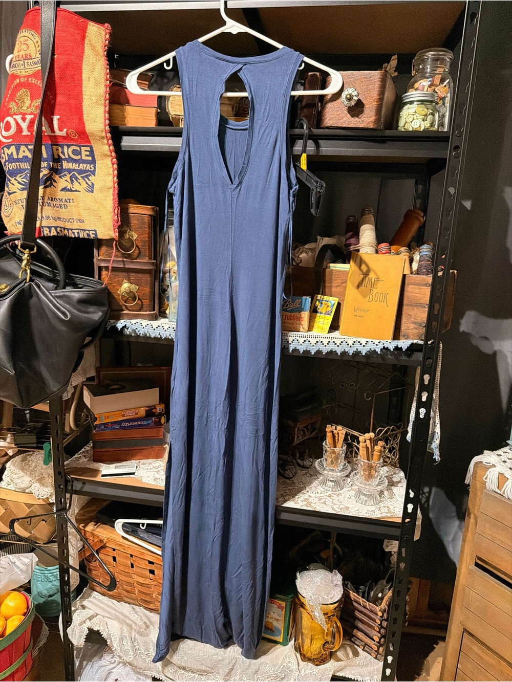Express Navy Blue Sleeveless Jumpsuit